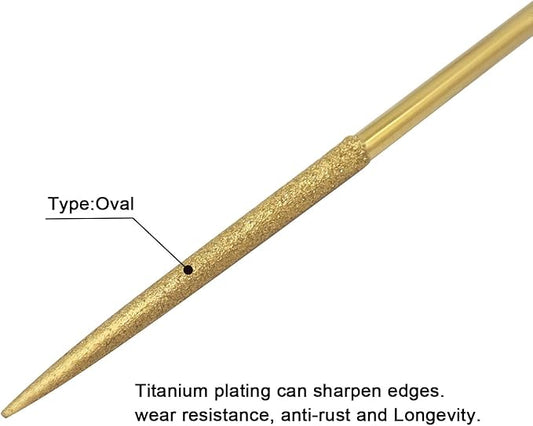 10 PCS Diamond Needle File (4mm x 160mm,150 Grit) Titanium Coated Mini Metal Files Oval Files for Precision Metal File Work Miniature DIY Jewelers/Glass/Ceramic