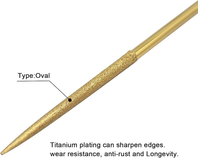 10 PCS Diamond Needle File (3×140mm) 150 Grit Titanium Coated Mini Metal Files Oval Files for Precision Metal File Work Miniature DIY Jewelers/Glass/Ceramic
