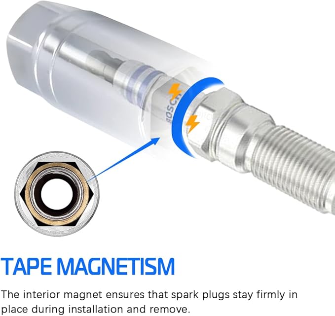 5/8-inch Magnetic Spark Plug Socket 3/8-inch Drive 6-Point Powerful Magnet Retains Spark Plugs Chrome Vanadium Steel