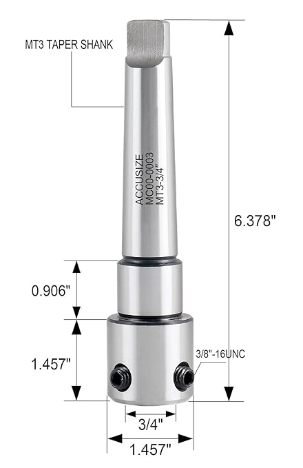 Accusize Industrial Tools Annular Cutter Arbor, Mt3 to 3/4'' Weldon Shank for Drill-Use Annular Cutter on Drill Press, Mc00-0003