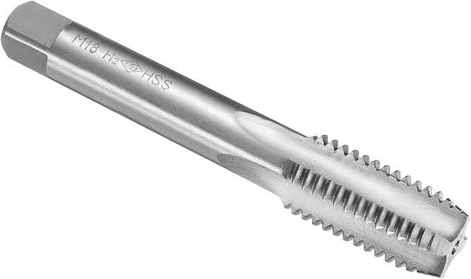 uxcell Hand Plug Tap M18 x 2.5 H2 Metric Thread Plug Style Taps Straight Flute Screw Tapping Threading Tool High Speed Steel HSS6542