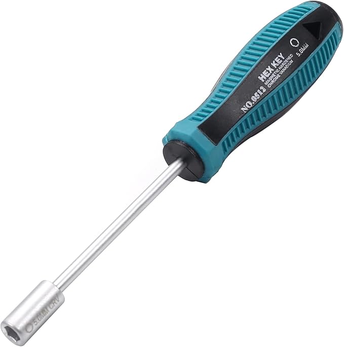 Utoolmart 5mm Socket Wrench Screwdriver, Tip Hex Nut Driver Screwdriver,Steel Round Shaft: 75mm, Cr-V, Non-Magnetic