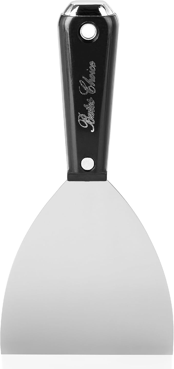 Bates 4-Inch Carbon Steel Putty Knife - Flexible Metal Scraper for Drywall, Spackle, and Paint - Wall Scraper Tool
