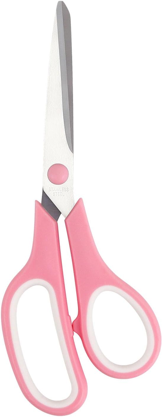 Multipurpose Stainless Steel Scissors 6.7" Pink Sharp Shears Comfort-Grip Scissors for Fabric Craft Office Supplies (Pink 7.7'')