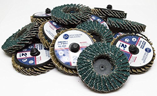 Benchmark Abrasives 2" Quick Change Zirconia Flap Disc Grinding Wheel with Male R-Type Back Design - Cleaning Finishing Deburring of Irregular Surfaces - for Die Grinder & More (10 Pack), 120 Grit