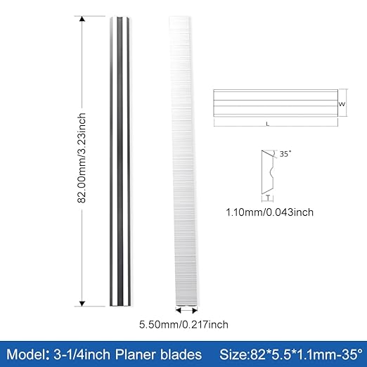 3-1/4inch Carbide Hand Planer Replacement Blades, for Woodturning Replacement Cutter Knives, for Craftsman, Bosch, Milwaukee, Makita, DeWalt, Ryobi 3-1/4 Planer, 2-Pcs (82x5.5x1.1)