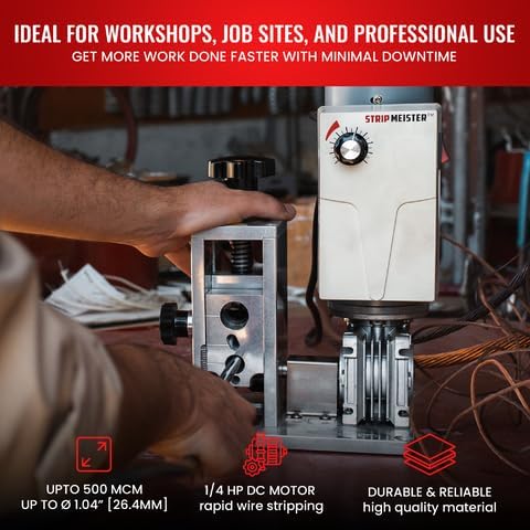 StripMeister E350x Electric Automatic Wire Stripping Machine ??Wire Size Up To 횠1", Jam-Free, Ultra Fast Scrap Wire Stripper with Ultra Grip Feeders for Copper Wires