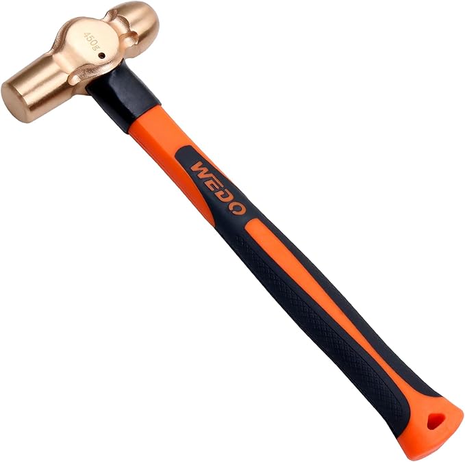 WEDO Non-Sparking Ball Peen Hammer 1/2 lb Head, Spark-free Safety Ball Pein Hammer, Non-Magnetic, DIN Standard, BAM & FM Certificate, Beryllium Copper, 11" Length