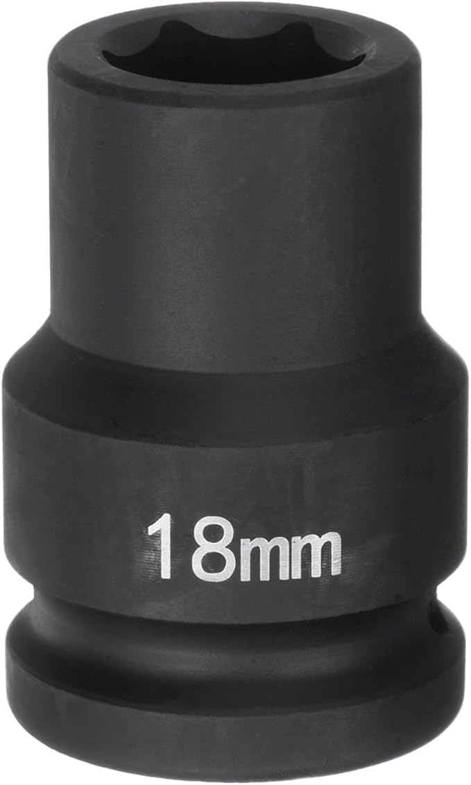 HARFINGTON 6-Point Impact Socket 3/4" Drive 18mm Metric 40Cr Alloy Steel Spindle Axle Nut Impact Socket