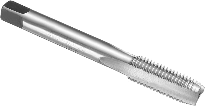uxcell Hand Plug Tap M10 x 1.25 H2 Metric Thread Plug Style Taps Straight Flute Screw Tapping Threading Tool 9CrSi Alloy Tool Steel