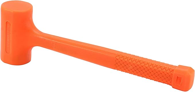 4 lb Dead Blow Hammer with Steel Shot Filled Head, Spark and Rebound Resistant Deadblow Mallet with Non-Slip Diamond Textured Handle, Orange