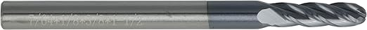 CME 5 pcs Micrograin Carbide End Mills, Ball Nose, TiAlN Coated, 7/64" Mill Diameter, 3/8" Length of Cut, 1 1/2" Overall Length, 4 Flute, Center Cutting
