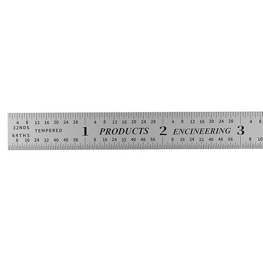 PEC Tools 6" Steel Ruler(3 Pack), 1/50" Thick X 1/2" Wide, Machinist Metal Ruler Scale with Markings 1/10", 1/50", 1/32", 1/64", Tempered Steel, Made in USA
