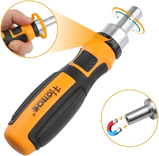 Hoteche 39Pcs Ratchet Screwdriver Set,DIY Ratchet Screwdriver Set, Multi Bit Magnetic Drive Set with Detachable Ratchet Handle, Portable Compact Repair Tool Kit for Furniture Computer Bicycle Gray