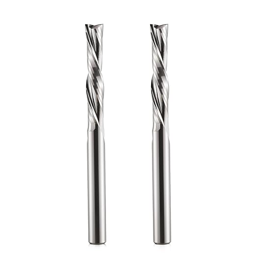 Hozly Downcut Bit 1/8" Shank Down Cut Spiral CNC Router Bits End Mill Tungsten Carbide Milling Cutter Set 2 Pack