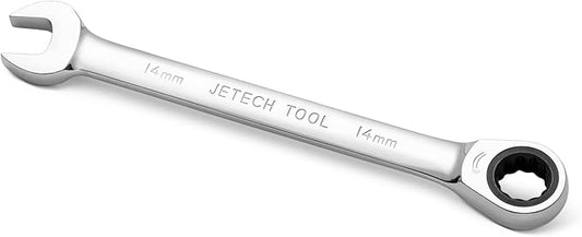 Jetech 14 mm Ratchet Wrench with Precision Ratcheting and Hardened,Industrial Grade Gear Spanner with 12-Point Design, 72-Tooth Ratchet, Chrome Vanadium Steel