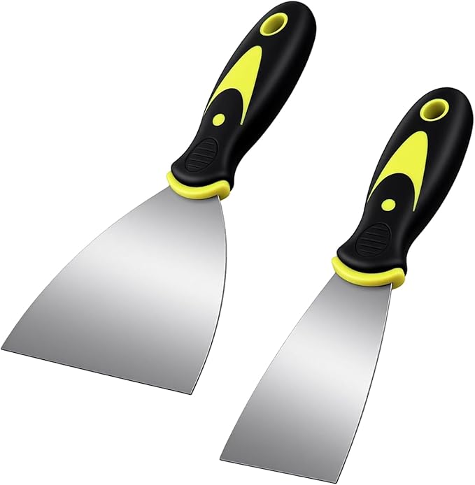 20PCS Putty Knife Set, 2 Inch and 4 Inch Stainless Steel Spackle Knives with Non Slip Handles, Metal Knife Scrapers for Drywall Finishing, Plaster Scraping, Decals, and Wallpaper
