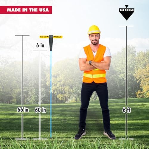 T&T Tools 66-Inch Mighty Probe Insulated Metal Soil Probe ??3/8" Metal Round Rod, Heavy Duty Design for Easy Penetration & Withdrawal, Soil Testing & Landscaping Tools, T-Handle, USA-Made-6 Pack