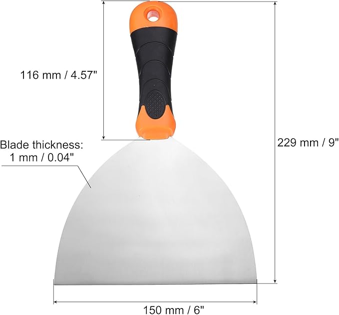 uxcell Putty Knife 6" Stainless Steel Paint Scraper Flexible Drywall Repair Mud Knives for Removing Cement Wallpaper Mud Adhesive Taping