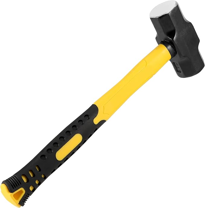 2 PCS 14 Inch 4 Lb Sledge Hammer, 4 Pound Drilling Hammer With Fiberglass Handle, Forged Steel Construction Non-Slip Shock Absorbing Grip for Construction, Industrial, Home Use