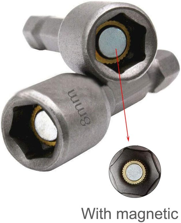 10pcs 1/4'' Hex Shank Power Nut Driver Bit Set 8mm Impact Nut Setter Socket Driver Drill Bit Set, 42mm Length
