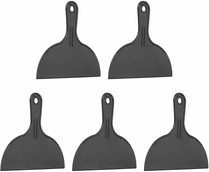 HARFINGTON 5pcs Putty Knife Scraper 8" Width Flexible Plastic Putty Knife Paint Scraper Tool for Taping Drywall Spreading Painting Wall Scratching Black