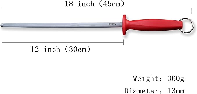 12 inch Sharpening Steel Honing Rod,Professional Knife Sharpeners,High Carbon Honing Steel, Fine Lines, High hardness,knife sharpening Red