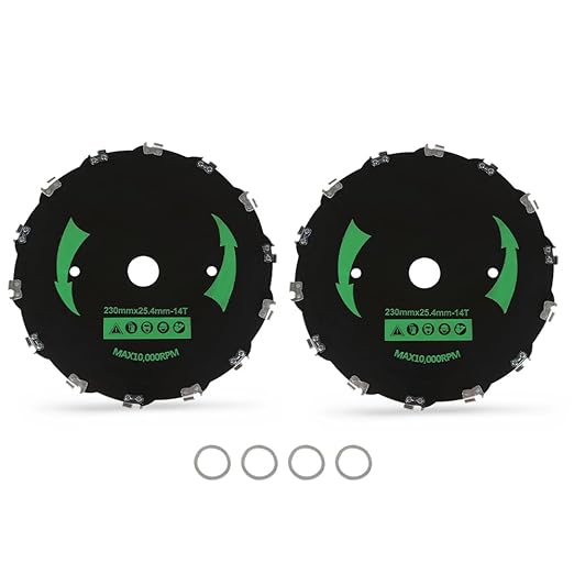 G-PLUS 2pcs 9" Chainsaw Brush Blade 14 Tooth Cutter Trimmer Head Weed Mower Saw Blade Black