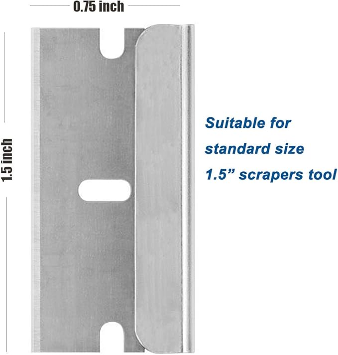 Razor Blades Metal Scraper Tool Pull Push Glass Scraper Stove Top Scraper Window Ceramic Scraper with10 PCS Single Edge Replacement Scraper Blades Removing Decal Label Residue Sticker,Silver