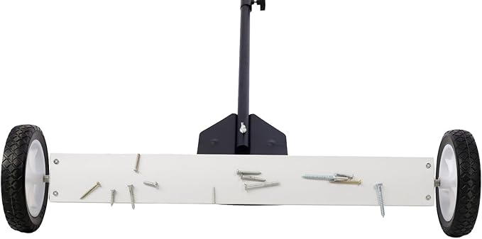 Henf Rolling Magnetic Sweeper, Heavy Duty Magnet Roller Magnetic Pickup Sweeper with Wheels, Quick Release Latch and Adjustable Long Handle for Nails Needles Screws Collection (24 Inch-1)