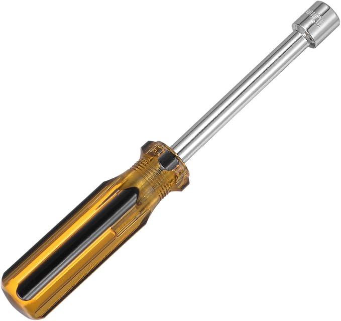 HARFINGTON Metric Hex Nut Screwdriver 10mm Carbon Steel Ergonomic PVC Grip Non-Magnetic Socket Wrench Screwdriver Hand Tool for Automotive Maintenance Home Improvement.