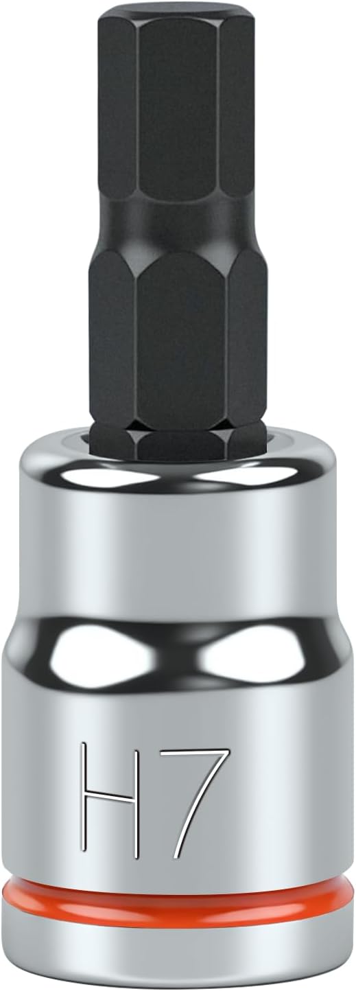 3/8 Inch Drive Hex Bit Socket, H7, Full Polished, Premium CR-V & S2 Alloy Steel Head Made for Auto/Mechanical
