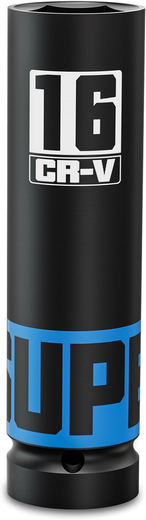 1/2" Drive Impact Socket, 16mm Deep Socket, Metric, 6 Point, CR-V, Perfect for Home, Mechanic and Repair Project