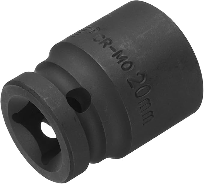uxcell 1/2" Drive x 20mm Shallow Impact Socket 12-Point Metric CR-MO Steel Nut Impact Grade Socket for Auto Repair