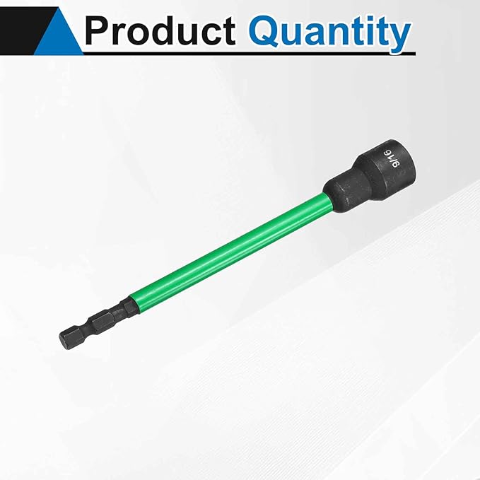 HARFINGTON Nut Driver Drill Bit 9/16 Inch SAE Socket 1/4" Hex Shank 6" (150mm) Extra Long Magnetic 6-Point Sockets Quick Change CR-V Steel Bolt Setters for Power Drill Drivers