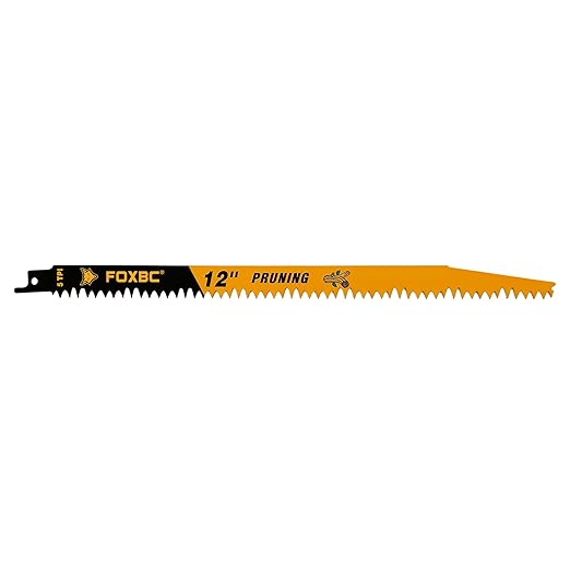 FOXBC Wood Pruning Reciprocating Saw Blades, 12 Inch Pruning Saw Blades 5TPI for Tree Trimming, Wood Wet Cutting, 10-Pack