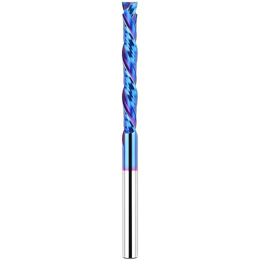 Extra Long Compression Spiral Router Bit with 1/4 Inch Shank 2 Inch Cutting Length 4 Inch OVL, Solid Carbide Up/Down Cut CNC Bit, Ideal for Wood Cutting, Slotting, Engraving, Carving