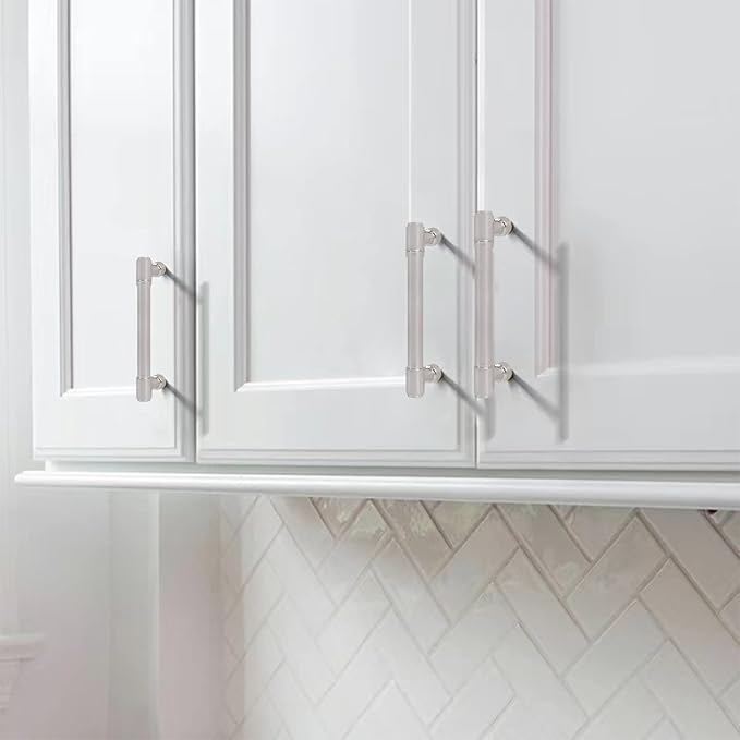 khtumeware Brushed Satin Nickel Cabinet Pulls - Center to Center 5" (Approx. 128MM) - Pack of 6 - Kitchen Handles for Cabinets Cupboard Handles Drawer Pulls