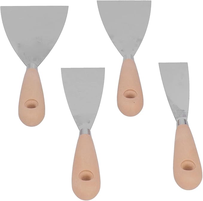 Putty Knife, Paint Scraper Spackle Wall Repair 4 Pcs Putty Knife Scrapers Stainless Steel Spackle Knife Metal Scraper Tool for Drywall Finishing, Plaster Scraping, Decals