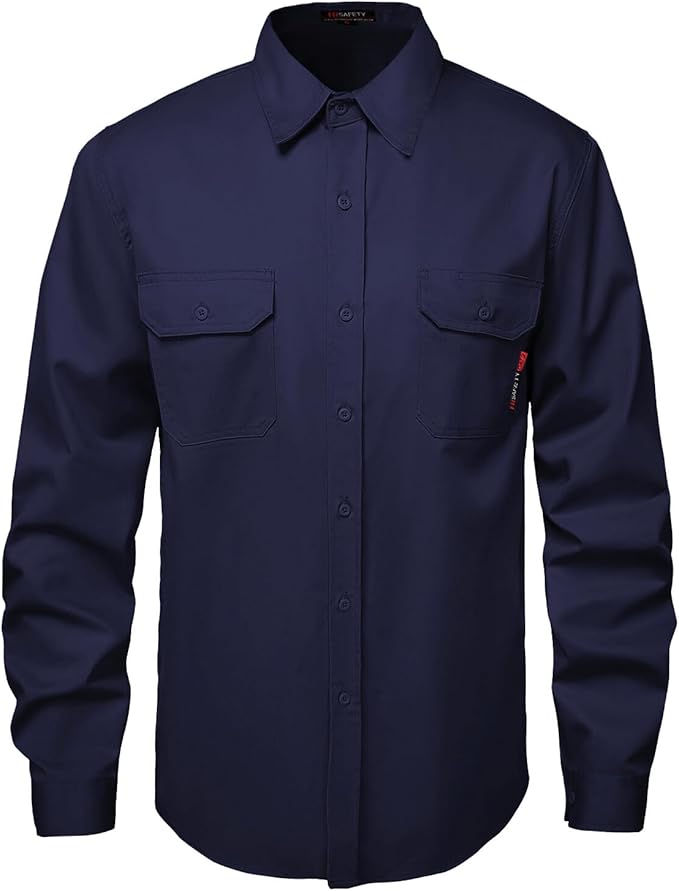 SKSAFETY 7oz FR Shirts for Men, Welding Shirt Hi Vis Flame Resistant 100% Cotton Fire Retardant Longsleeve Shirt CAT2