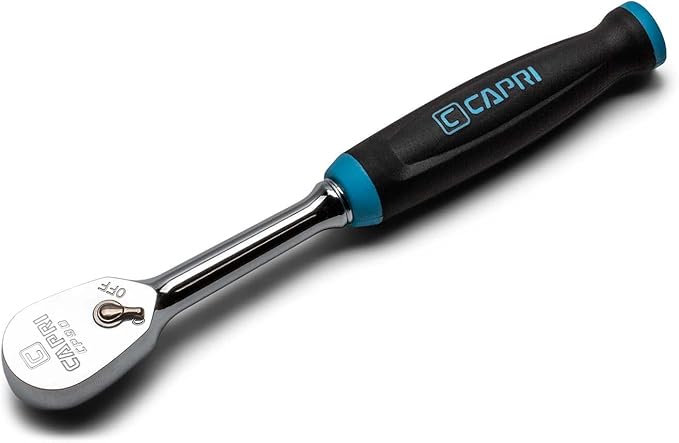 Capri Tools 1/4 in. Drive Fine 90-Tooth Ratchet, Ergonomic Soft Grip, 6.5 in. Long