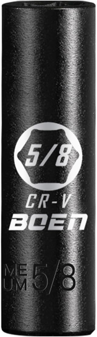 BOEN 1/2" Drive Deep Impact Socket,5/8 Inch Premium Socket,SAE,6 Point,Cr-V Steel with Laser Marking - Strong and Durable