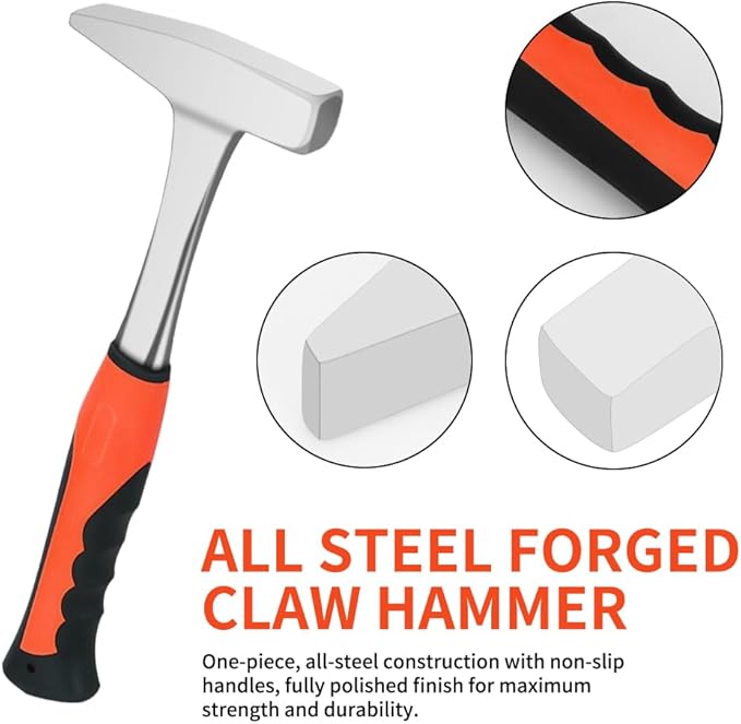 Sheet Metal Hammer - 14oz Tinsmith With Integral Forging for HVAC, Pipe Work, Square, Shaping, Tinning (400, Red)