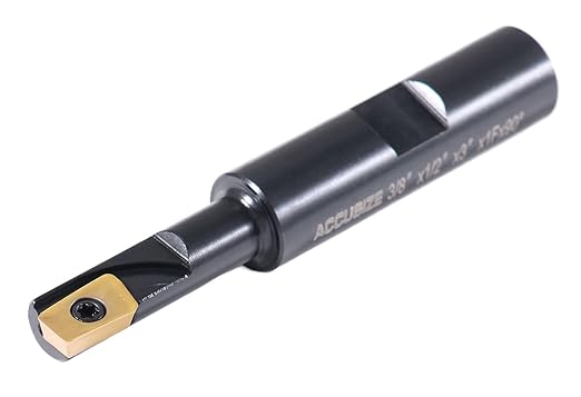 Accusize Industrial Tools 3/8'' 90 Deg Square Shoulder Indexable End Mill with 3'' Overall Length, APKT11T3 Carbide Inserts, 1 Flute, 0056-0912