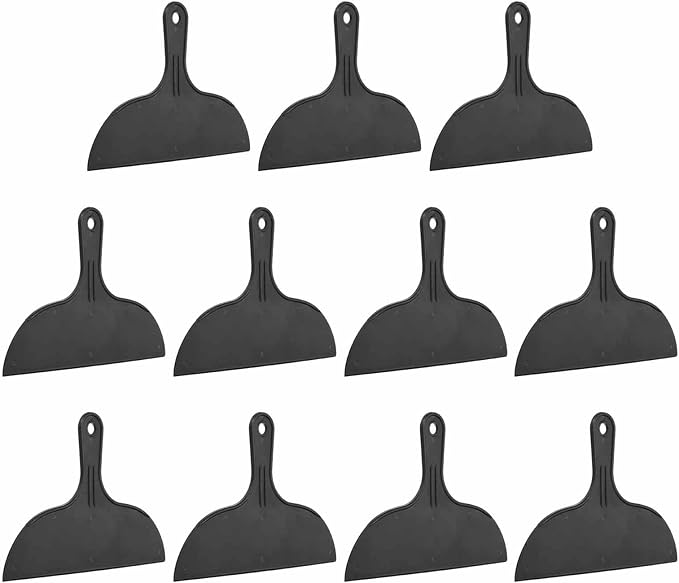 HARFINGTON 10pcs Putty Knife Scraper 10" Width Flexible Plastic Putty Knife Paint Scraper Tool for Taping Drywall Spreading Painting Wall Scratching Black