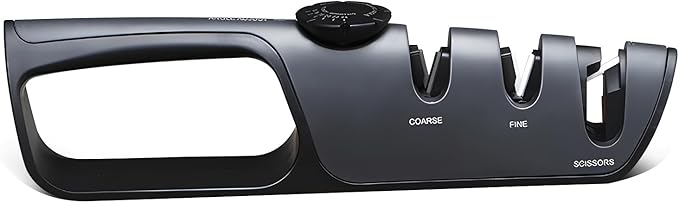 Knife Sharpener, Coarse and Fine Slots, Scissor Sharpening Slot