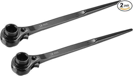 uxcell 16 x 18mm 12-Point Scaffold Podger Ratchet Spanner Ratcheting Socket Wrench Tool (Black) 2pcs