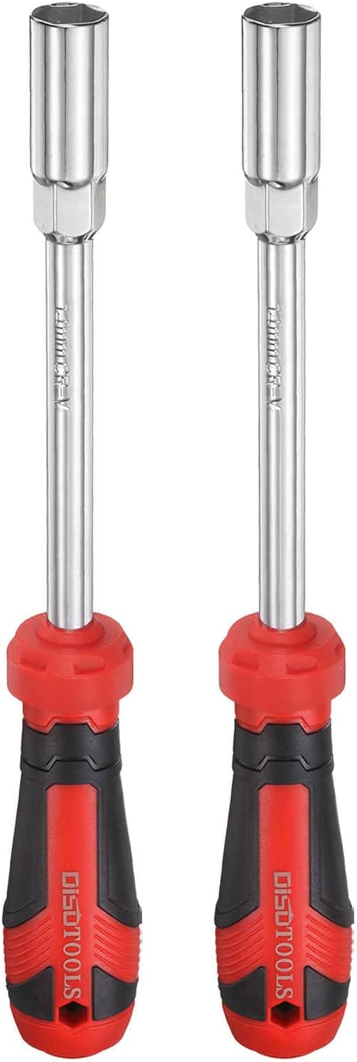 HARFINGTON 2 Pcs Metric Nut Driver 14mm CR-V Non-Magnetic Tip Hollow Shafts Hex Socket Screwdriver with Anti-Slip Handle for Automobile Repair Bit Driver