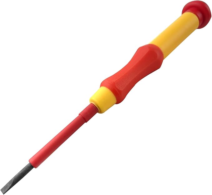 WEDO Insulated Precision Slotted Screwdriver, Magnetic Tip Mini Electrician Screwdriver, VDE 1000V, Size 3.0횞152mm, IEC 60900