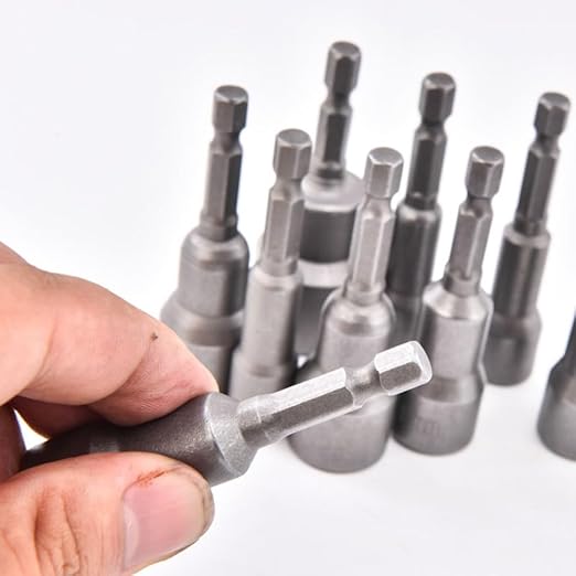 10 PCS 1/4" Hex Shank Magnetic Power Nut Driver Bit Sets, 1/4 inch Quick Change Socket Nut Driver Bit Magnetic,Heavy Duty 1/4 Nut Driver Length 2.5 inche (65mm)